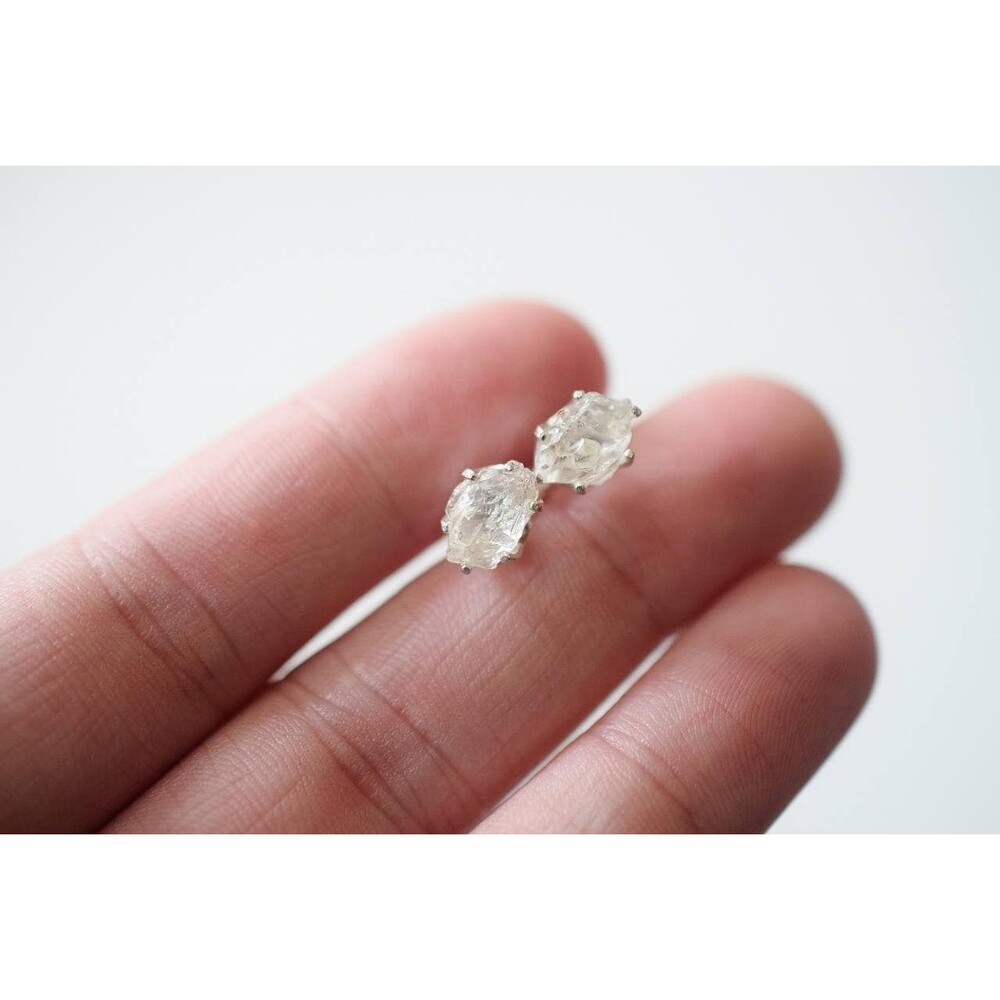 1.6 carat earrings, 8x7mm Raw Diamond Earrings, Rough Diamond Earring, Natural D